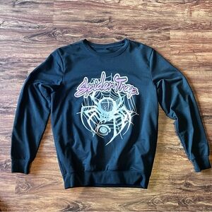 SHEIN Black Spider Graphic Crewneck Sweater